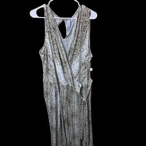 Emma & Michele Snake Python Print Sleeveless Faux Wrap Jumpsuit 3x